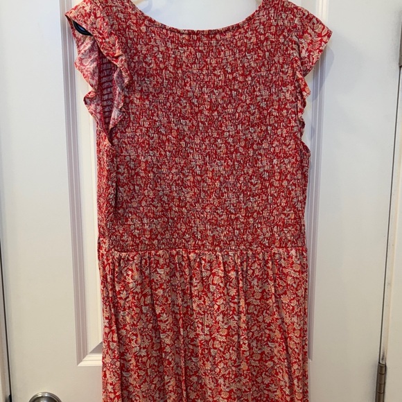LOFT Red Floral Casual Dress - Picture 4 of 5